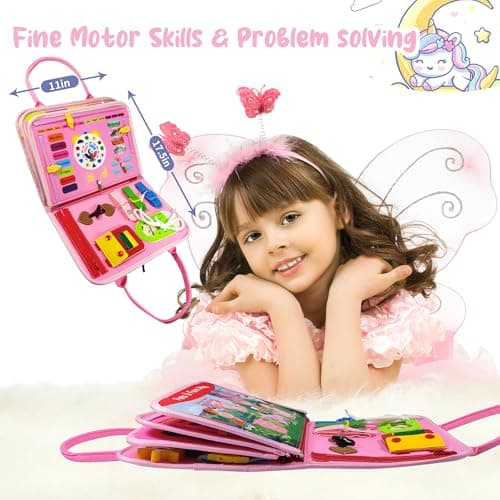 TenFans ​​Montessori Busy Board for Toddlers 3-5 Years - Sensory Toys for Fine Motor Skills - Felt Travel Activity Board with Zipper - Thumbnail 5