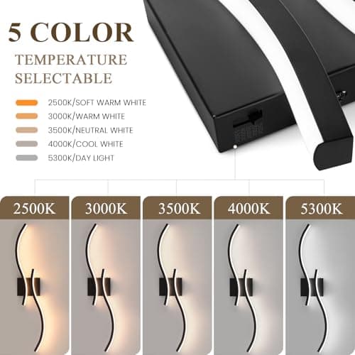 Vloitgol Bathroom Vanity Light Fixture, 32W 5CCT Dimmable Modern Led Bathroom Light Fixtures Over Mirror, Black LED Vanity Lighting Bar for Bathrooms (Black, 31.5inch) - Thumbnail 2