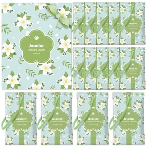 STRN Scented Sachets for Drawer and Closet, Jasmine Scented Long-Lasting Sachets, 14 Packs for Home Fragrance, Small Space Air Freshener for Wardrobes