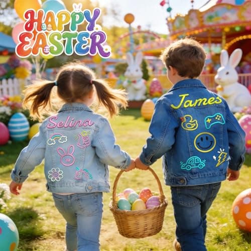 Individz Personalized Kids Denim Jacket with Name, Custom Embroidery kid Jean Jackets, 1-10 Years Old Girls Birthday Christmas Gifts - Thumbnail 6