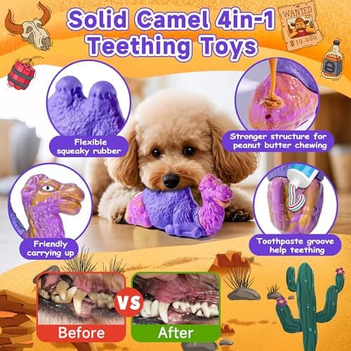Tough Dog Toys for Aggressive Chewers, Durable Indestructible Nylon Dog Chew Toys for Large Medium Small Breeds, Squeaky Chew Toy for Puppy Teething, Interactive Dogs Toy Keep Them Busy (Wood Flavor) - Thumbnail 2