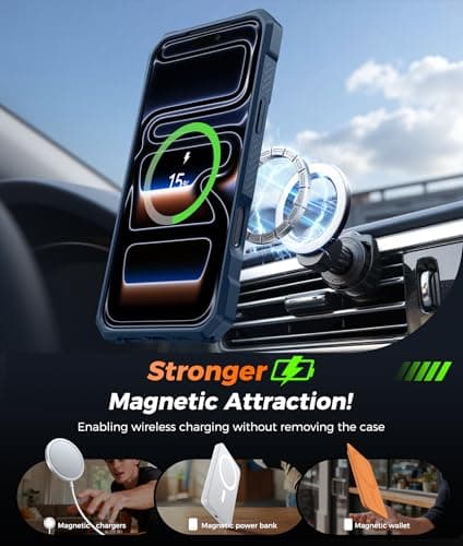 FNTCASE for iPhone 17 Pro-Max Case: [360 Spin Magnetic Ring Kickstand] [Compatible for MagSafe] [Screen Protector] Heavy Duty Military Grade Protective Phone Case with Stand Translucent Blue - Thumbnail 3