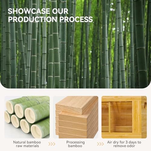 Yofidra Bamboo Utensil Holder & Silverware Organizer: Extra Large Cooking Holder with Absorbing Drying Stone and 6 Compartments Kitchen Countertop Storage Farmhouse Decor Accessories 11.8"X4.7"X5.9" - Thumbnail 4