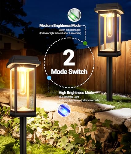 Solar Pathway Lights Outdoor, 8 Pack Upgraded Solar Garden Lights Solar Powered, Solar Lights Outdoor Waterproof IP65, 15 Hours Outdoor Solar Lights for Yard Patio Landscape Walkway Driveway Decor - Thumbnail 6