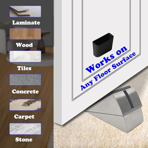 HOOFUS Adjustable Spring Large Door Stop,Heavy Duty Tall up to 3.14 inches Wedge Door Stoppers for Bottom of Door,Stainless Steels Door Holder(Sliver, 1 Pack) - Thumbnail 4