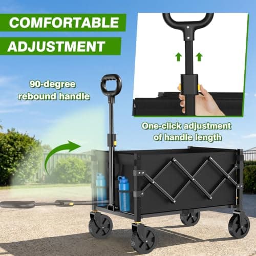 Geeobin Collapsible Wagon Cart with Wheels Foldable, 360lbs Large Capacity Portable Folding Utility Heavy Duty Beach Wagons Cart with All-Terrain Wheels for Shopping, Camping, Sports, Garden - Thumbnail 6