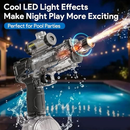 Electric Water Gun for Kids & Adults – Automatic Squirt Gun Toy with 26FT Long Rang, 360ml Large Capacity, Rechargeable Battery Blaster Toy for Summer Outdoor Pool & Beach Water Toy, Black - Thumbnail 3