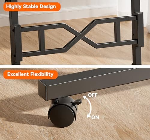 Oransail Small Standing Desk with Wheels, 29.5-45.3 Inch Adjustable Height, Portable Treadmill Desk, Rolling Computer Table for Walking Pad with a Cup Holder and a Hook - Thumbnail 6