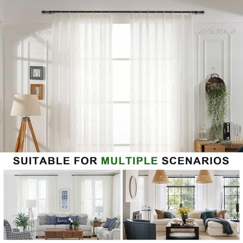 MERJULAN Premium 1 Inch Black Curtain Rod Set - Heavy Duty Adjustable 28 to 48 Inch Window Rod with Decorative Finials & Sturdy Brackets for Bathroom, Kitchen, Bedroom Windows - Thumbnail 6