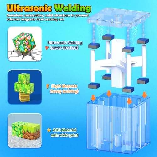 Gooidea 150 Magnetic Blocks Magnet Building Craft, STEM Constructions Toy, Sensory Stacking Cubes Kids Toys, Holiday Birthday Gifts for Boys Girls Age 4-6, 5-7, 4-8, 8-12 - Jungle Adventure Playset - Thumbnail 2
