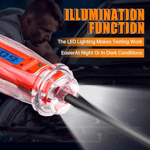 AWBLIN Automotive Test Light 3-72V DC Digital Light Tester with Voltmeter, Heavy Duty Auto Circuit Tester with LCD Backlight Display and LED Indication, Electric Test Pen with Illumination - Thumbnail 5
