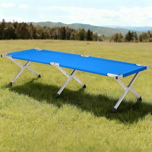 HOMSUPPLIE'S Folding Camping Cot,Outdoor Portable Camp Bed, Sleeping Cots with Carry Bag (Blue) - Thumbnail 5