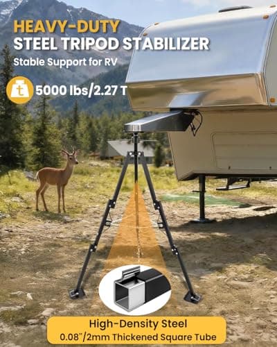RVSNAIL Tripod Stabilizer Jack for 5th Wheel Trailer RV, 5000lb Load Capacity, Adjustable Height from 35" to 57", Foldable Gooseneck Hitch Stabilizer - Thumbnail 5