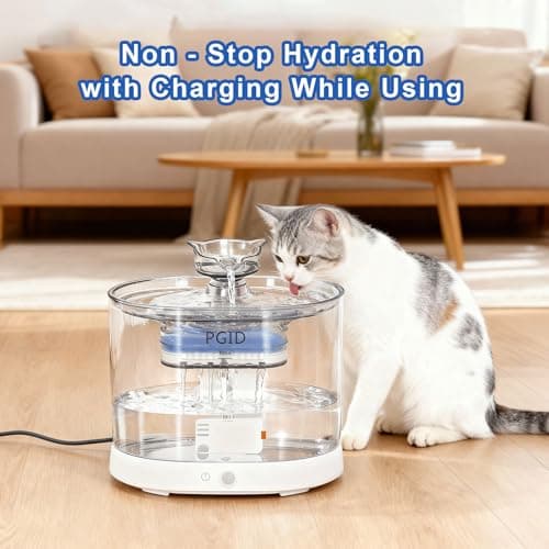 PGID Cordless Cat Water Fountain for Drinking, 5000mah Battery Operated Pet Dog Water Fountain, 74oz/2.2L Automatic Cat Water Dispenser for Cats Dog Indoor Outdoor - Thumbnail 5