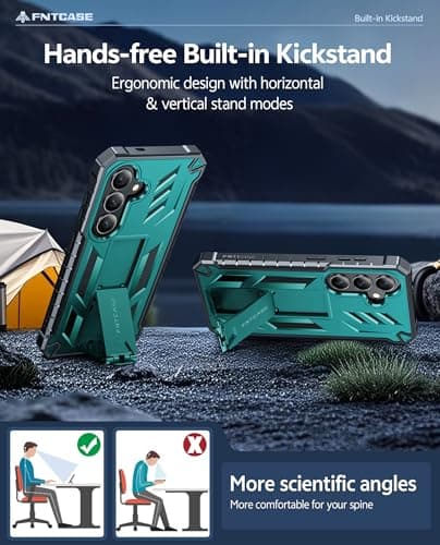 FNTCASE for Samsung Galaxy S26 Case: with [Built-in Screen Protector & Kickstand] [2 Front Frames] [Military-Grade Drop Protection] Heavy Duty Shockproof Rugged Case Full Body Protective Cover Green - Thumbnail 4