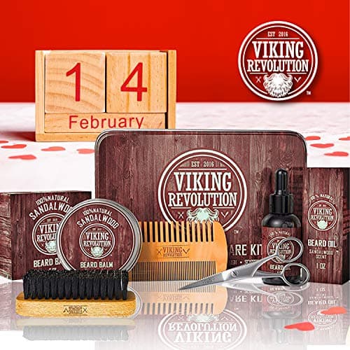 Viking Revolution Ultimate Grooming Kit for Men - Boar Brush, Wood Comb, Sandalwood Balm & Oil, Scissors for Beard & Mustache - Thumbnail 2