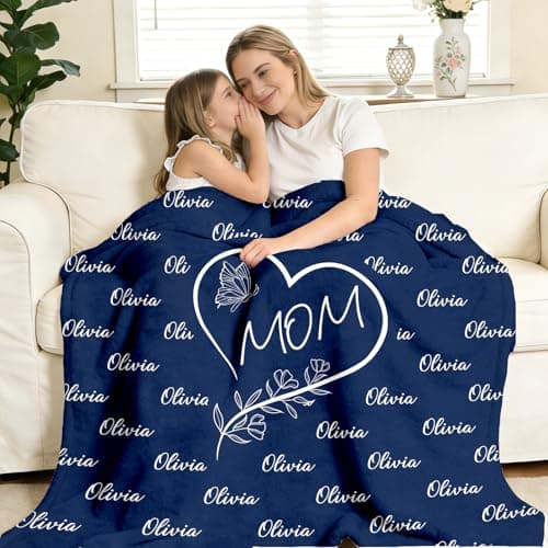 KUKULIKI Mothers Day Personalized Gifts for Mom, Custom Blanket with Name and Birth Month Flowers, Personalized Blankets for Adults, Customized Throw Blanket Birthday Gifts for Women - Thumbnail 2