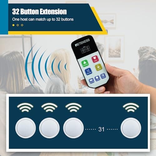 Retekess TM102 Trivia Buzzers,Jeopardy Buzzers,3 Working Modes,66ft,Physical Switches,Family Feud Game for Adults with 4 Rechargeable Buzzers - Thumbnail 4