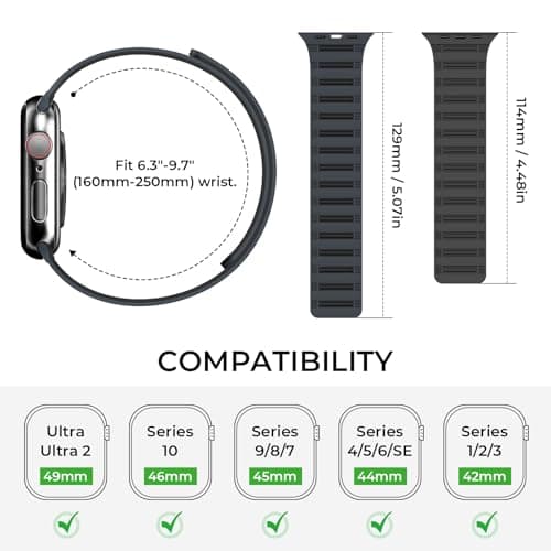 EVIE BAND Magnetic Watch band Compatible with Apple Watch for Men Women 44mm 45mm 46mm 49mm 42mm 41mm 40mm 38mm, Silicone Sport Strong Strap for iWatch Series 11 Ultra 3 Ultra 2 Se 10 9 8 7 6 5 4 1 - Thumbnail 2