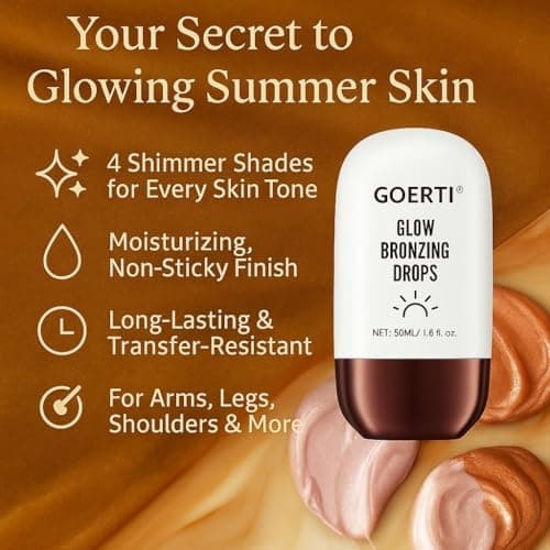 Glow Bronzing Drops – Lightweight Liquid Luminizer Bronzer for Face & Body, Dewy Highlighter Serum for Sun-Kissed Radiance, Moisturizing Illuminator Shimmer Makeup 1.6 Fl Oz (04#/ Rich Bronze Glow) - Thumbnail 5