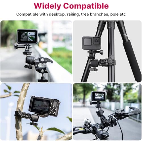 ULANZI R099 Super Clamp Camera Mount with 360° Ballhead for Bike/Bicycle/Motorcycle Handlebar Pole Tripod Tube Crossbar Gimbal Rods Mount for Insta360/GoPro/AKASO/DJI/Phone/DSLR/Light/Monitor - Thumbnail 5