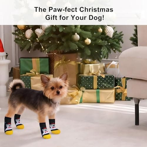 PETLOFT 4Pcs Anti Slip Dog Socks to Prevent,Dog Shoes for Hot Pavement & Floor Traction,Protective Dog Booties for Small, Medium & Senior Dogs, Blue Bear Cub, L (1.38" W x 3.54" L) - Thumbnail 4