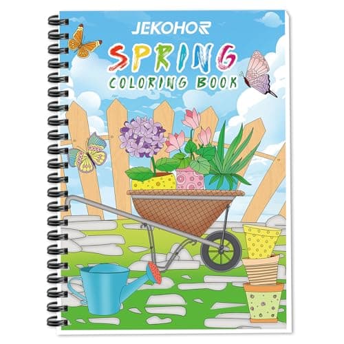 Jekohor Spring Theme Adult Coloring Book - 9x12 Inch Large Single-Sided Pages, 200gsm Thick Paper for Markers & Watercolor, Easter Gift for Women - Coloring Books for Adult Relaxation - Image 1