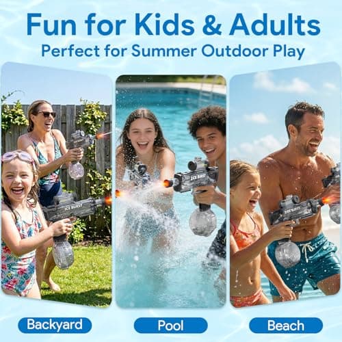 Electric Water Gun for Kids & Adults – Automatic Squirt Gun Toy with 26FT Long Rang, 360ml Large Capacity, Rechargeable Battery Blaster Toy for Summer Outdoor Pool & Beach Water Toy, Black - Thumbnail 6