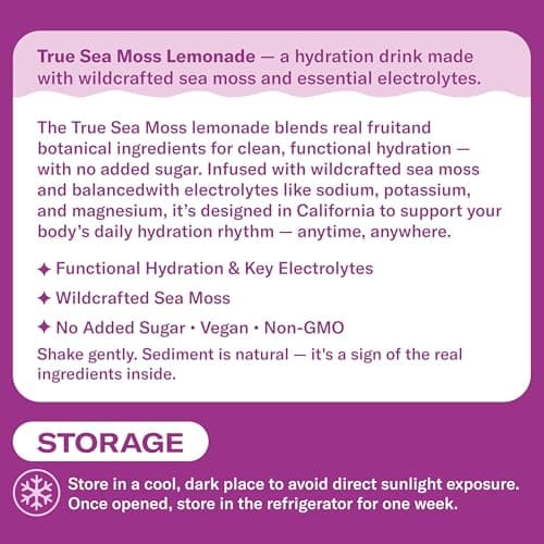 Passion Fruit Elderberry Sea Moss Electrolyte Lemonade – Exotic Drink – No Added Sugar with Sea Moss & Electrolytes – 4 x 12 fl oz Bottles – Made in USA - Thumbnail 3