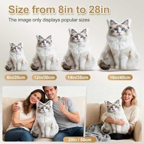 Customizable Photo Throw Pillows, Personalize Your Dog, cat or Couple Photos as Throw Pillows, for Halloween, Christmas, Birthdays. - Thumbnail 4