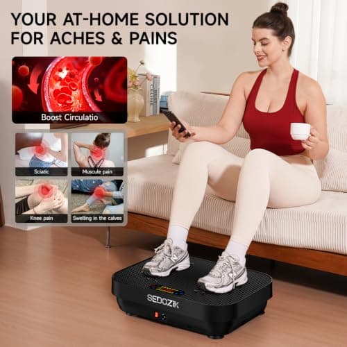 SEDOZIK Vibration Plate Exercise Machine, Vibration Plate for Lymphatic Drainage Weight Loss, 450 Lbs Capacity Full Body Vibrating Platform Workout Equipment with Bands Bluetooth for Women Men, Black - Thumbnail 3