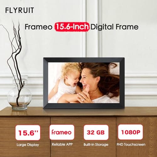 Digital Picture Frame, Frameo 15.6 inch Large Digital Photo Frame WiFi, 1920 * 1080 IPS FHD Touchscreen, 32GB Storage, Instant Share Photo Video, Gift for Mom - Thumbnail 2