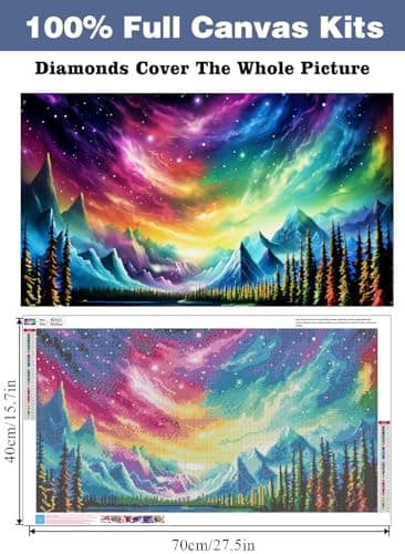 ijbnhd 5D Large Diamond Painting Kits for Adults, 5D Mountain Extra Large Diamond Art Kits, Full Drill Crystal Rhinestone Aurora Gem Art Home Wall Decor Gift(28X 16inch) - Thumbnail 2