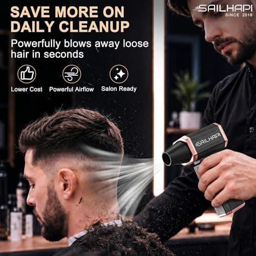 SAILHAPI Compressed Air Duster 300000RPM, High-Speed Cordless Blower for Barber with Variable Speed, Electric Dust Blower for Keyboard, Car, PC, Hair Cut, Replaces Canned Air, Gifts for Men - Thumbnail 4