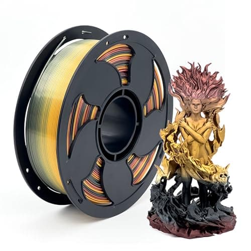 1.75mm PLA Filament Silk Gradient Rainbow Black Red Gold for 3D Printer, 1kg (2.2lbs) Spool Neatly Wound Silk Gradient 3D Printing PLA Filament Rod Fit Most FDM Printer - Image 1