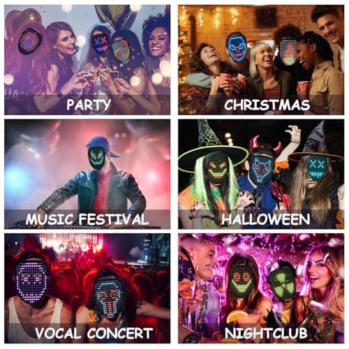 Depointer Life LED Mask Light up Masks With Gesture Sensing, Cool Toys Masks Teen Boys Gifts for Halloween Christmas Birthday -Rechargeable Mask - Thumbnail 6