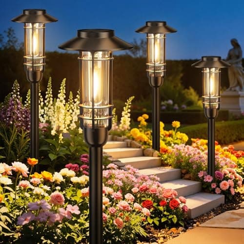 Ahaorigin 6 Pack Solar Pathway Lights Outdoor, Upgraded Bright Solar Powered Garden Light Outside, Waterproof Outdoor Lighting for Landscape Lawn Patio Yard Path Driveway Walkway Decor, Warm White - Image 1