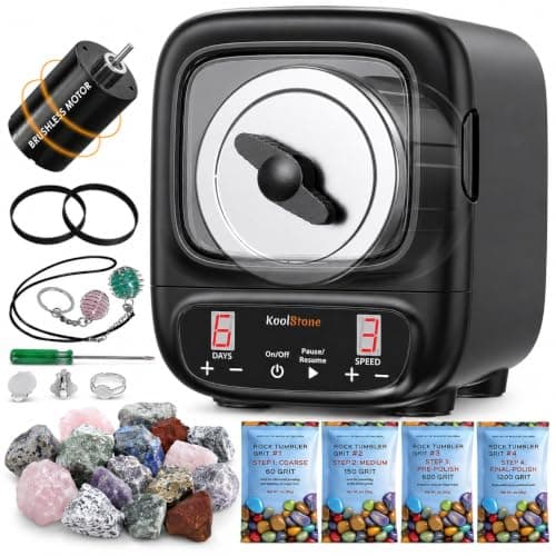 KoolStone C1 Pro Max Professional Rock Tumbler Kit - Large 3LB Capacity & Brushless Motor, Up to 6X More Noise Cancelling, Ultra Quiet Rotary Polisher with Full Accessories, Ideal for Adults Kids - Image 1