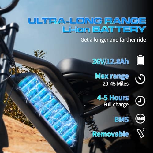 AVDLBIKE Electric Bike, 16'' Fat Tire E-Bike for Teens &Child/Adults, 500W Small Ebike with 36V/12.8Ah Removable Battery, 22MPH/45 Mile Range, Full Suspension Off-Road Electric Dirt/Mountain Bike A13 - Thumbnail 2