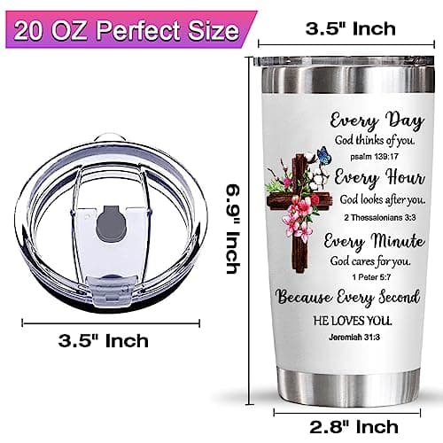 YXOTJHS Christian Gifts for Women, Inspiration Religious Gifts, Bible Verse Encouragement Gifts, Thank You & Birthday Gifts for Women, Mom, Friend, Sister - 20 Oz Stainless Steel Tumbler - Thumbnail 3