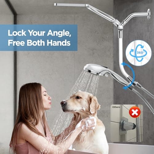 Dual Handheld Shower Head Combo, 2-in-1 Rain Shower Heads System Wide Rainfall Shower Head and 10 Modes High Pressure Hand Held Showerhead with Built-in Power Wash - Chrome - Thumbnail 4