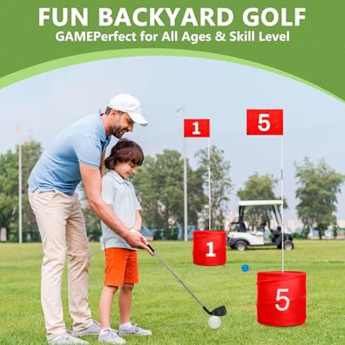 SJEhome 6 Hole Backyard Game Golf for Adults Outdoor Indoor Practice Gifts for Yard, Lawn, Park, Yard, Beach - Thumbnail 3