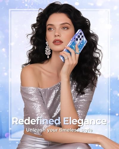 XYZ for Galaxy S25 Ultra Case, Glitter Bling Phone Cover with 2-Ring Heart Stand & Lanyard, Women Girls Luxury Rhinestone Shockproof Protective Case para Samsung S25 Ultra, Blue - Thumbnail 5