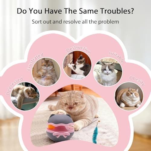 DFQ Interactive Cat Feather Toys, Electronic Cat Enrichment Toys, Automatic Pet Toys for Indoor Adult Cats, Interesting Wand Toy for Bored Kitten Self Play(Blue) - Thumbnail 4