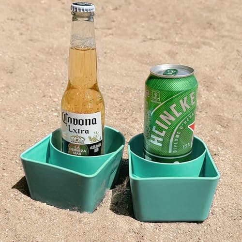 YISARSH Beach Cup Holder with Large Capacity, Stable Sand Drink CupHolders for Phones and Small Items, Beach Trips Must Haves, Pack of 6, Purple Green Yellow Orange Teal Blue - Thumbnail 5