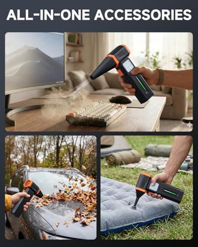 Compressed Air Duster, Electric Air Duster with Powerful 40MM Brushless Motor and 430G Storm Force, 360W Max Power & 59.2WH Rechargeable Blower, Up to 6H, 4 Gear Turbofan for Keyboard Car Home Outdoor - Thumbnail 5