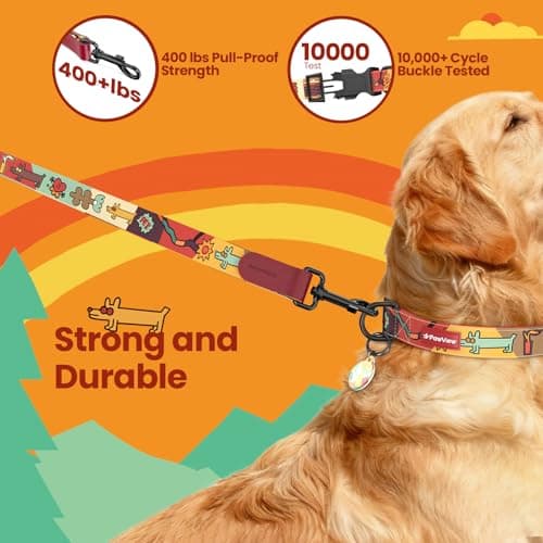 PawView Dog Collar and Leash Set, QR Tag Adjustable Pet Collar, 5 FT Heavy Duty Dog Leash, Padded Handle, Quick Release Buckle, Metal Ring, 360° Swivel Clip for Medium Dogs Walking Running (Red, M) - Thumbnail 6