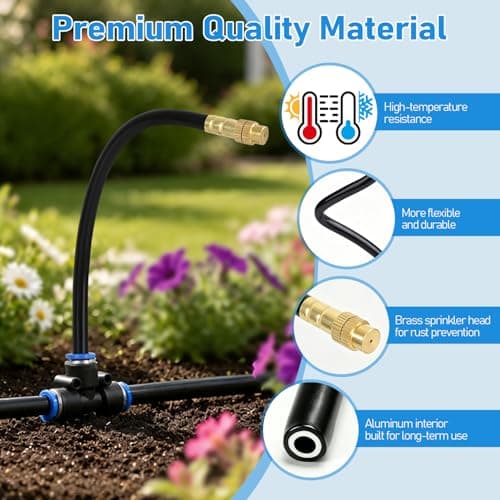 360° Adjustable Drip Irrigation System Kit, 50 FT Garden Watering System with 15 Copper Nozzles, Automatic Misting Sprinkler for Yard, Garden, Lawn, Raised Bed, Greenhouse and Plants - Thumbnail 5