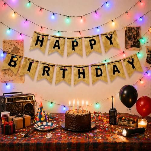 Stranger Retro Horror Birthday Banner Decorations, Creepy Dripping Letter Party Banner, Spooky Halloween Party Decorations, Horror Theme Party Decor - Thumbnail 3