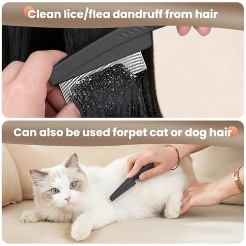 Dandruff Comb 2PC Upgraded Fine Tooth Scalp Detox for Women Men Kids, Stainless Steel Scalp Sweep Massage Lice Removal Hair Care Tool, Purple - Thumbnail 3